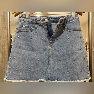 Wild Fable Light Blue Denim Studded A-Line Skirt
